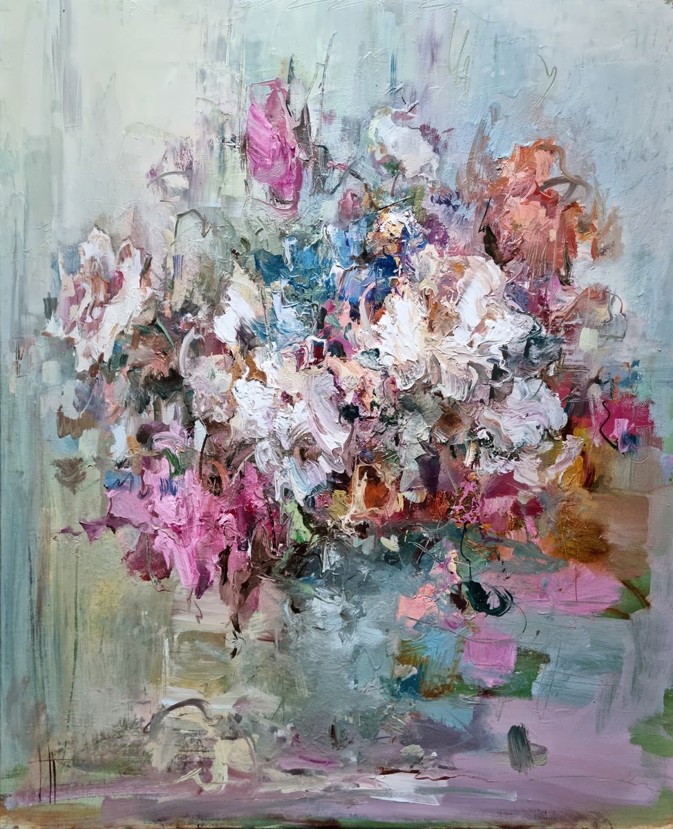 Impressionistic Botanical Oil Painting By Hennadii Penskyi, 18 X 22, Fusion, Original Artwork