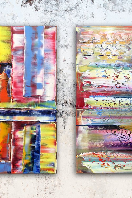 "Fair And Balanced" - FREE USA SHIPPING + Save As A Series - Original PMS Abstract Diptych Oil Paintings On Canvas - 32" x 20" by Preston M. Smith (PMS)