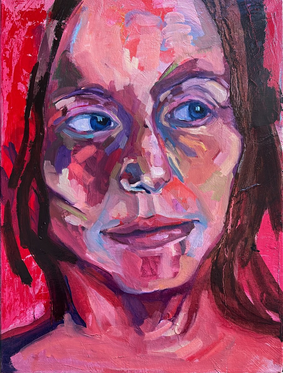 Expressive Portrait Oil Painting By Ulli Schmitt, 12 X 16", Selma, Original Artwork