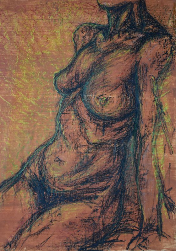 Busto di donna nuda, pastello 3