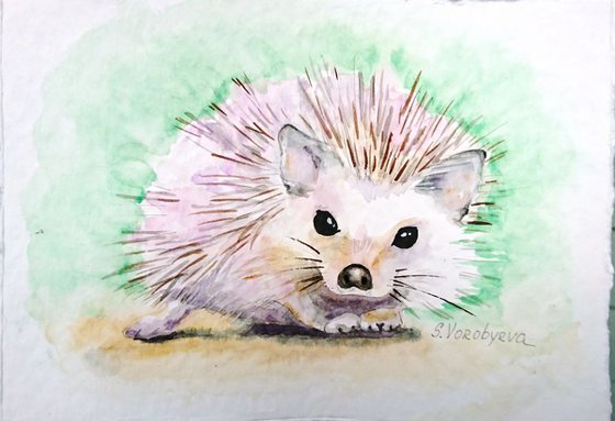 Hedgehog. Original watercolor painting. Part of the series "Forest life"