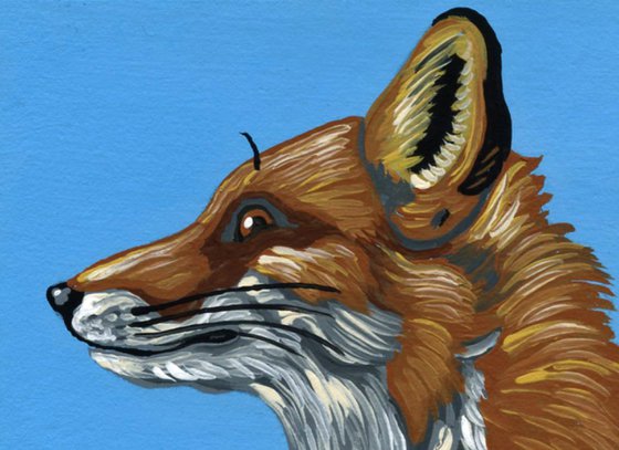 ACEO ATC Original Miniature Painting Red Fox Wildlife Art-Carla Smale