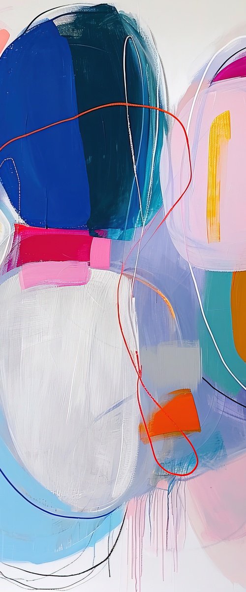 Bold Artwork Pink Orange Blue by Sasha Robinson