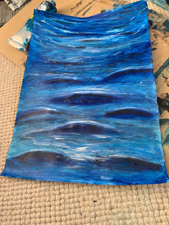 Water Seascape Painting for Home Decor, Blue Impressions Wall Art Decor, Artfinder Gift Ideas