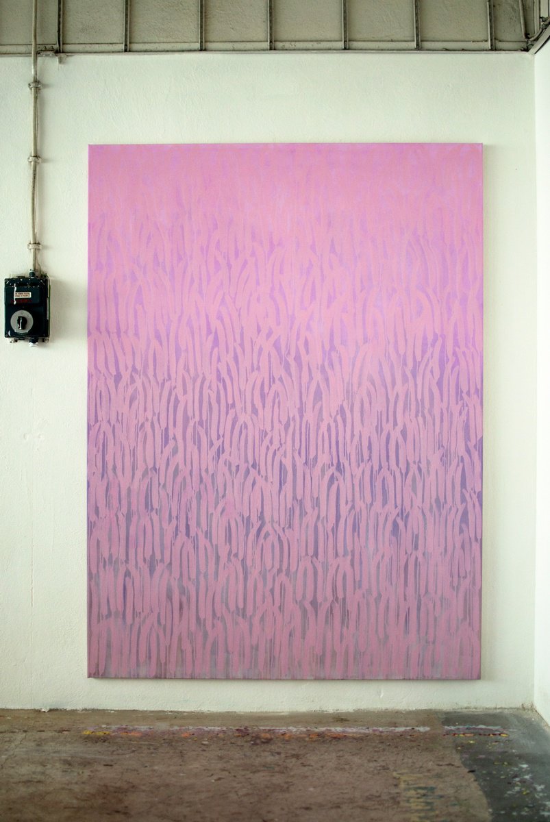 Expressive Abstract Oil Painting By Petr Johan Marek, 55 X 75", Pink, Original Artwork