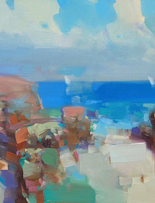 Ocean Cliffs, Original oil painting, Handmade artwork, One of a kind by Vahe Yeremyan
