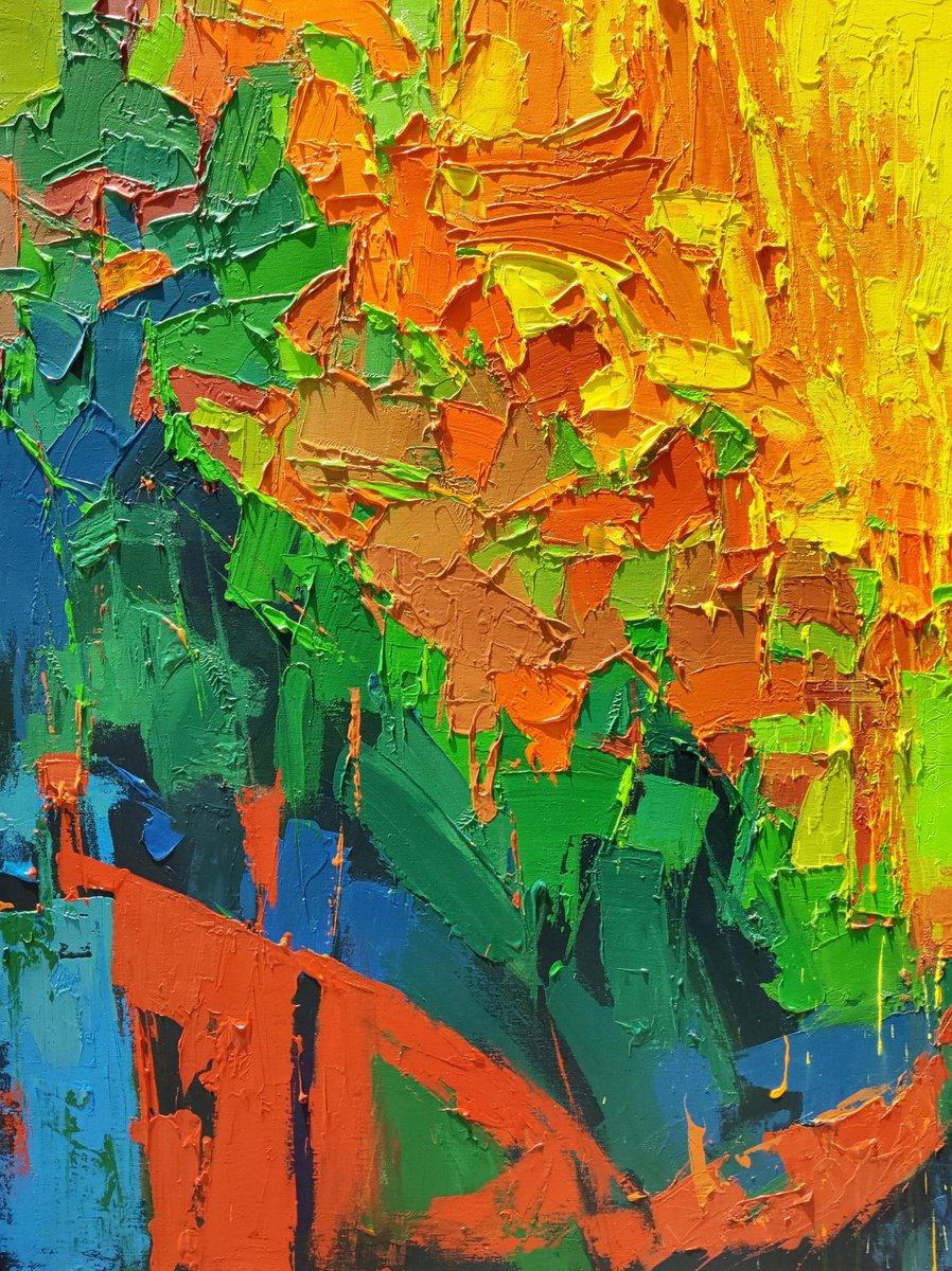 Abstract Landscape Acrylic Painting By Abhishek Kumar, 42 X 54, Yellow Sky 4, Original Artwork