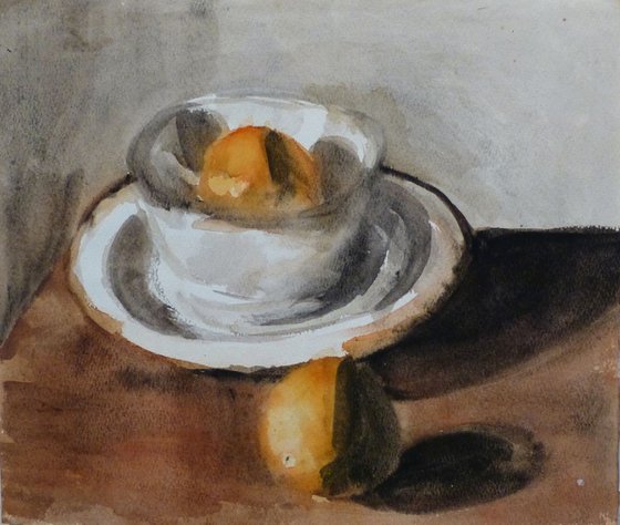 Still Life with A Bowl and Oranges, 31x27 cm