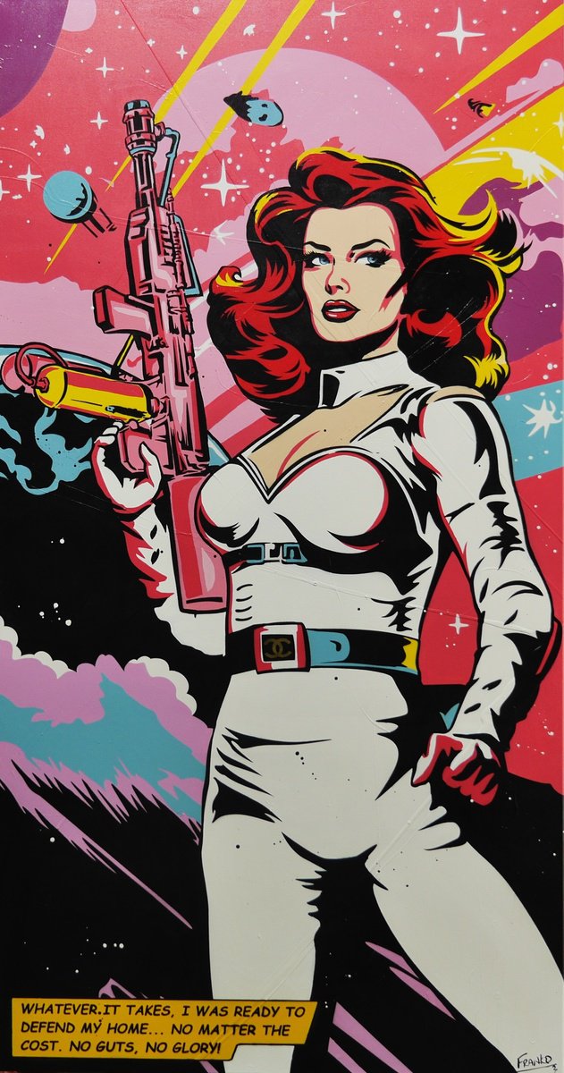 Urban And Pop Portrait Painting By Franko, 39 X 75, Interstellar Diva, Original Artwork