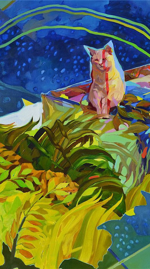 Cat with a red stripe by Melinda Matyas