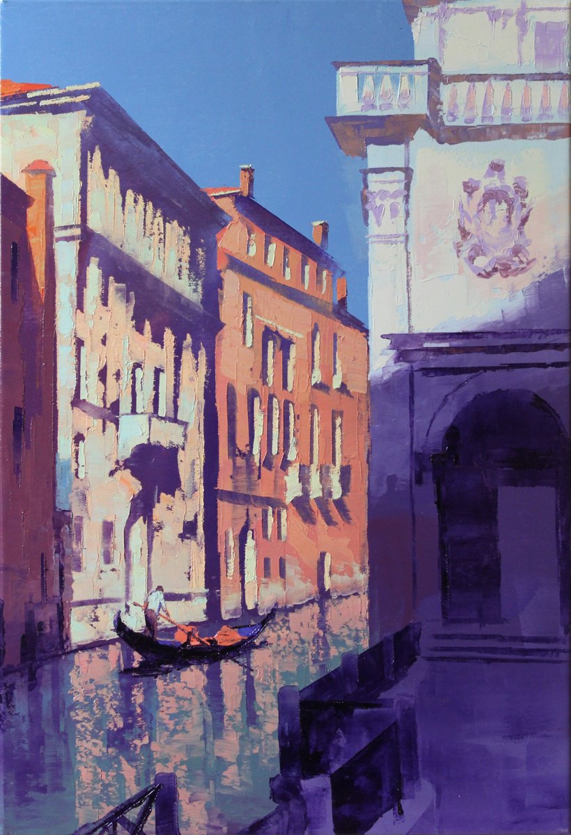 Impressionistic Cityscapes Oil Painting By Revaz Tcheishvili, 26 X 33", Venezia, Plein Air, Original Artwork