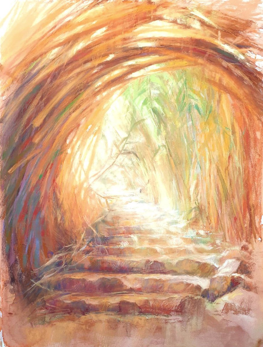 Impressionistic Botanical Pastel Drawing By Elena Genkin, 12 X 16, Stairway To Heaven, Original Artwork