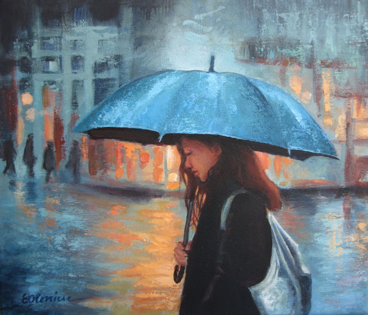 Rain, night, umbrella... by Elena Oleniuc