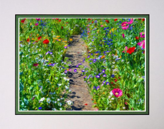 Up the Garden Path four in the style of Monet, Van Gogh