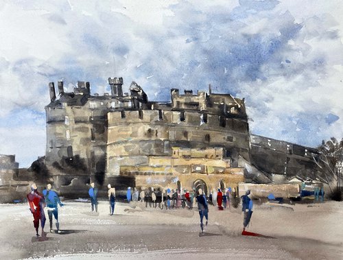 Edinburgh Castle. One of a kind, original painting, handmad work, gift, watercolour art. by Galina Poloz