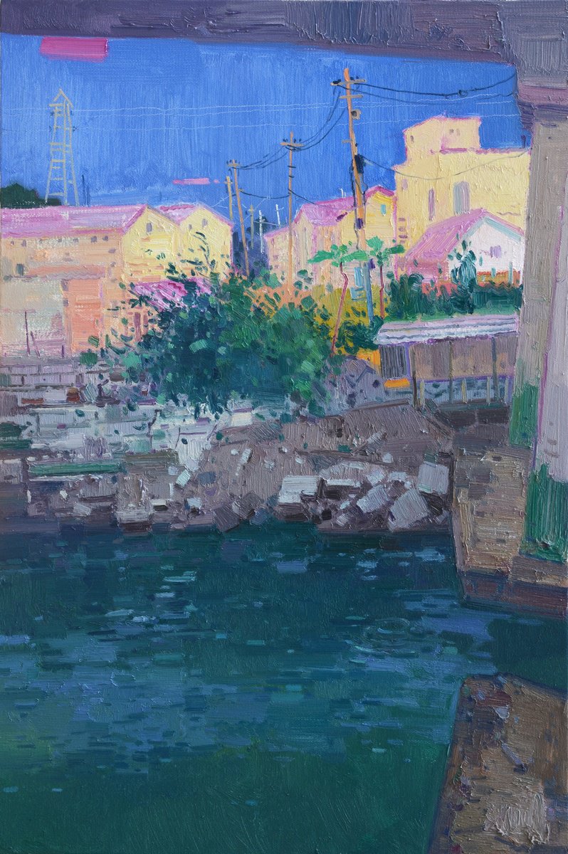 Impressionistic Landscape Oil Painting By Jianzhe Chon, 24 X 35, Summer In The Village 176, Original Artwork