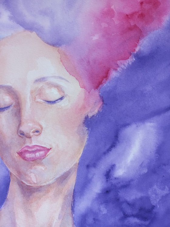 Abstract watercolor portrait 76x56 cm