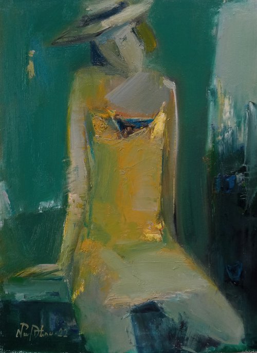 Waiting  (30x40cm, oil/canvas, ready to hang) by Matevos Sargsyan