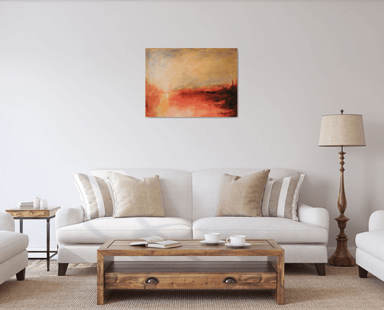 Serenity. Semi abstract classical landscape on canvas 60x80cm.