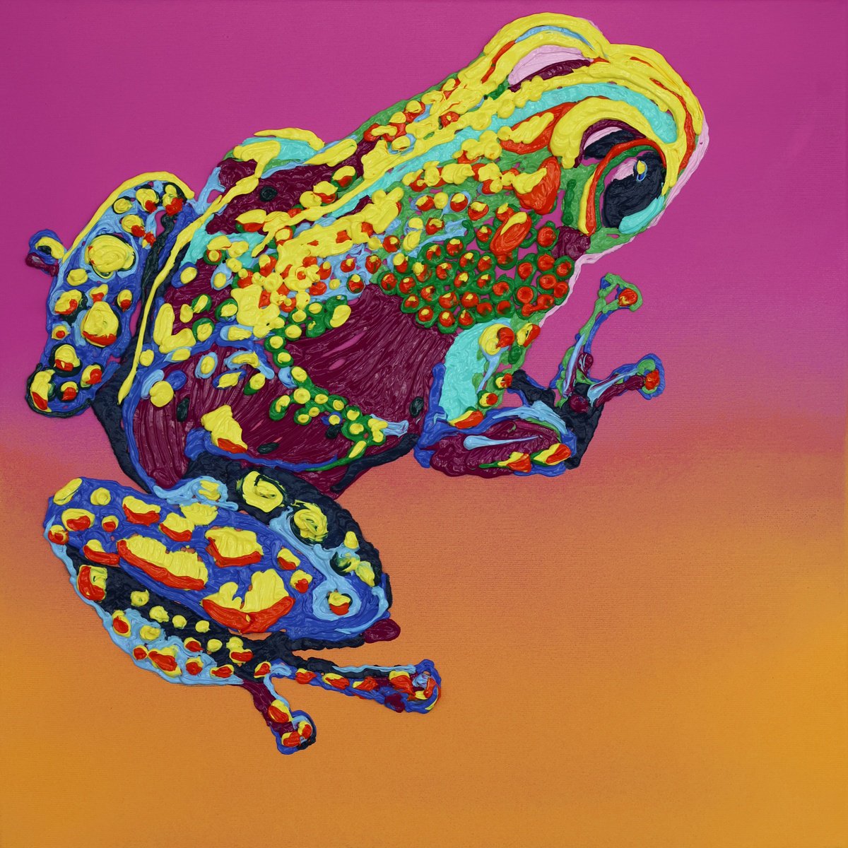 Impressionistic Animal Acrylic Painting By Dominic Virtosu, 20 X 20, Little King, Original Artwork