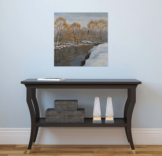 The Light Spring Day - river landscape painting