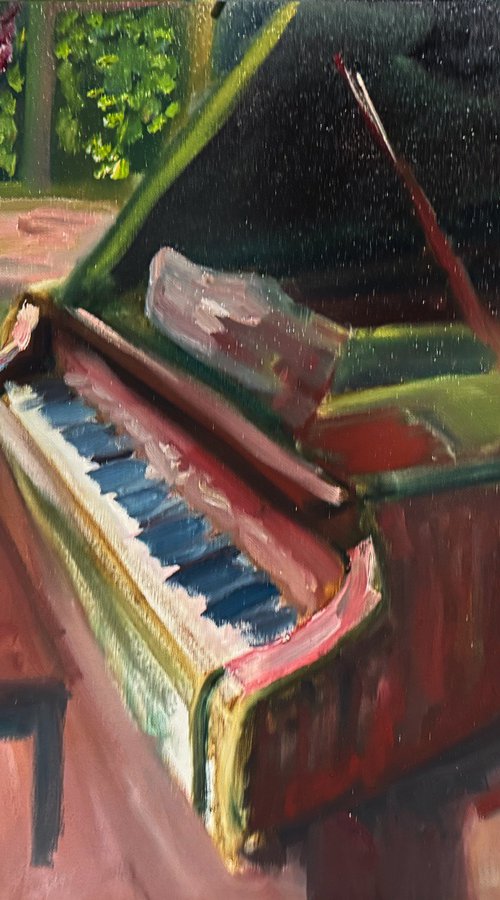 Piano and Blue Vase by Ryan  Louder