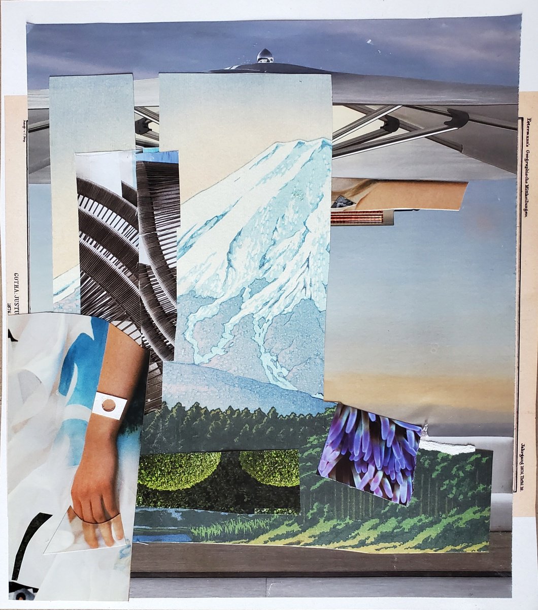 Surrealistic Landscape Collage By Shelton Walsmith, 11 X 12", Slope Opera, Original Artwork