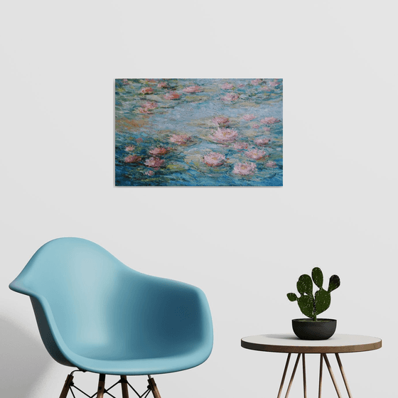 Water Lilies. Les nymphéas. Original oil painting