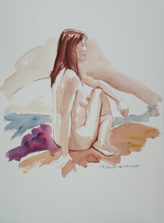 seated female nude