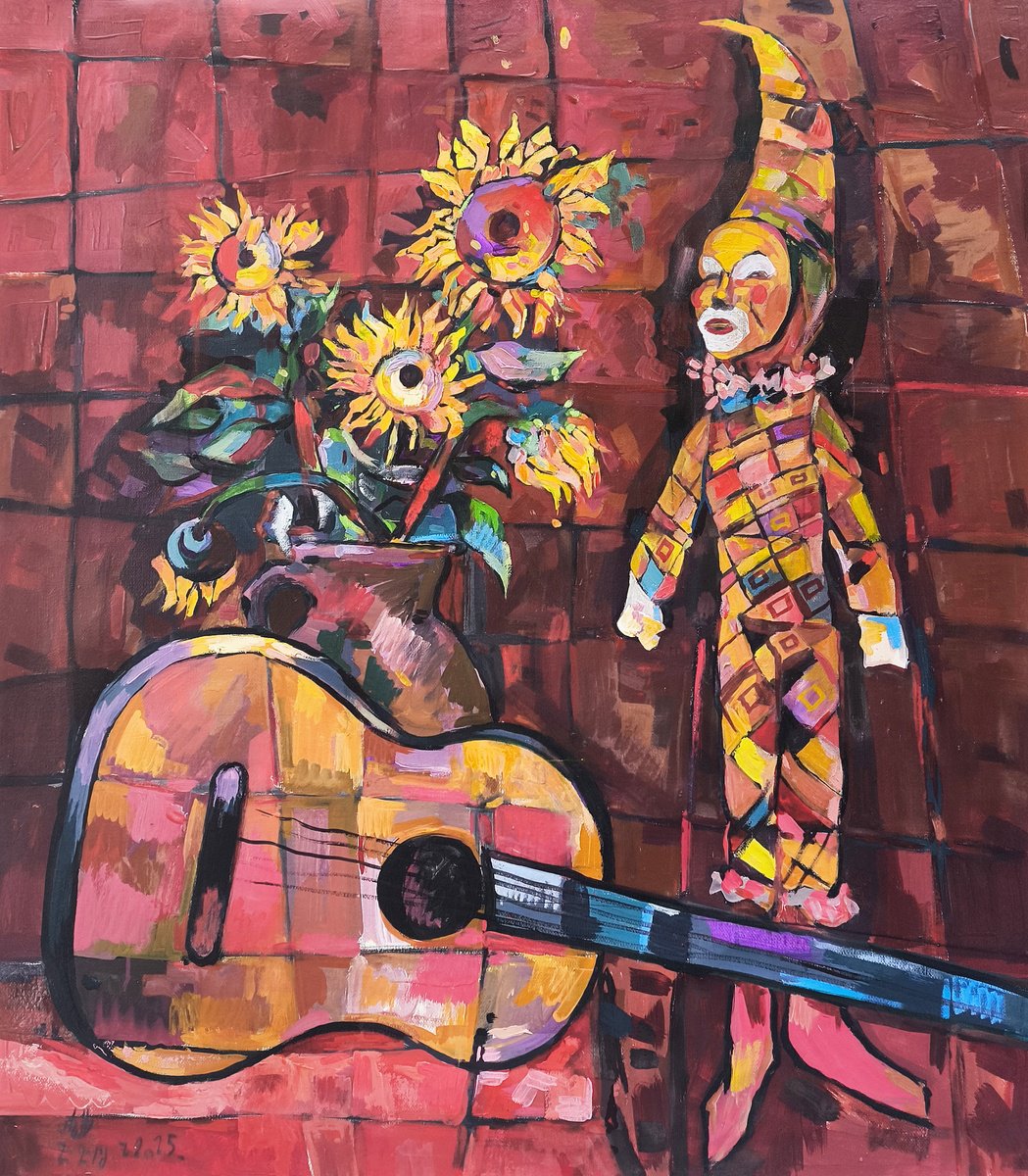 Expressive Oil Painting , Carnival Of Colors By Meliq Khazaryan, 28 X 31, Artwork For Sale On Artfinder