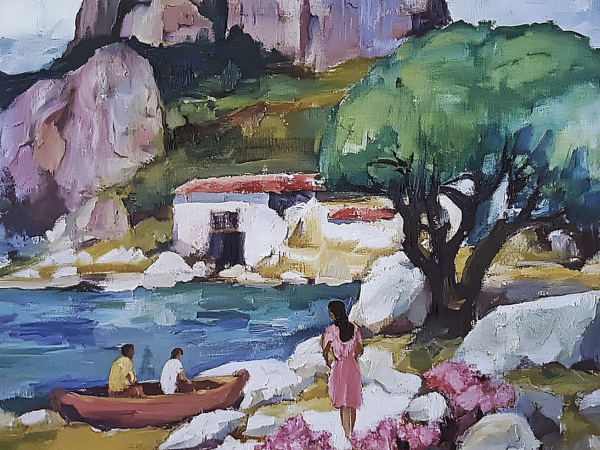 Impressionistic Landscape Print By Elena Avanesova, 31 X 24, Life In Mallorca, Original Artwork