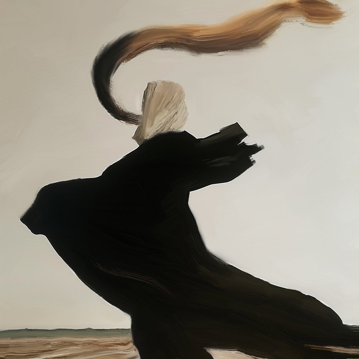 Expressive Portrait Acrylic Painting By Anzhelika Klimina, 24 X 24, Lonely Figure N7, Original Artwork