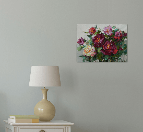 Roses impasto painting - Original oil painting