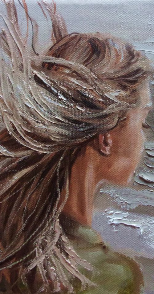 " DISTANCE ... " original painting  autumn palette knife GIFT by Monika Luniak