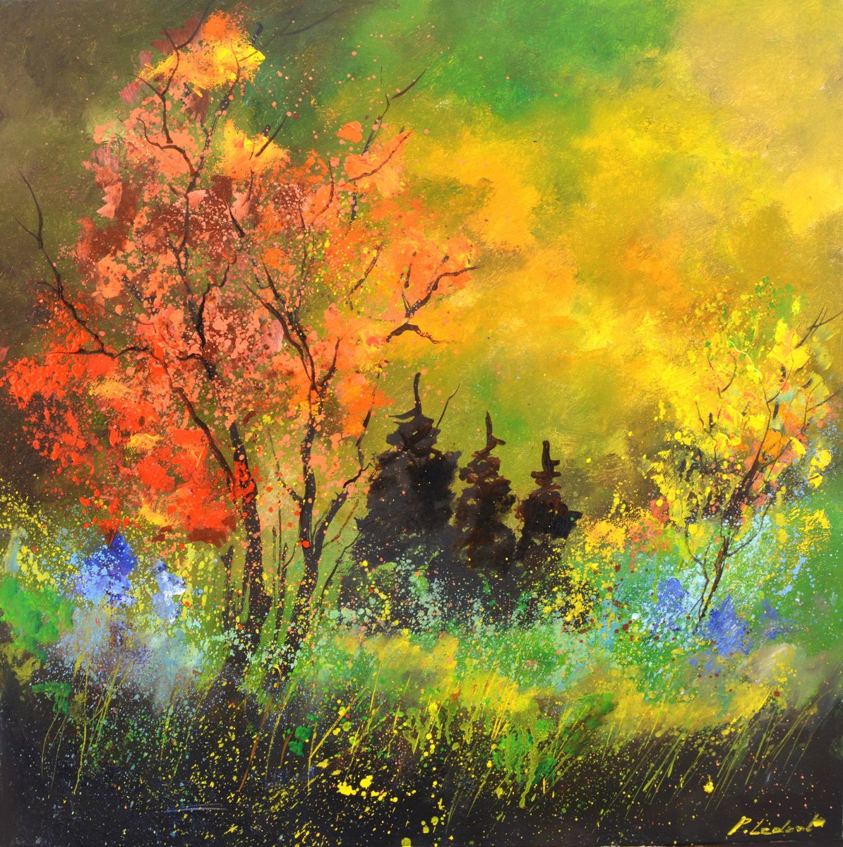 Pol Henry Ledent | Original Oil Painting | Orange Tree In Autumn | 70 X 70Cm | Artwork For Sale On Artfinder