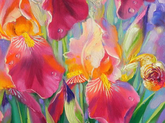 "Irises" Original painting Oil on canvas Home decor