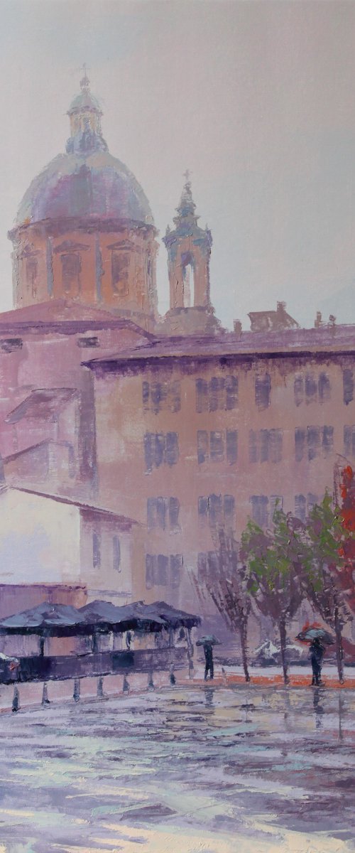 Rain in Florence, Plein Air by REVAZ TCHEISHVILI