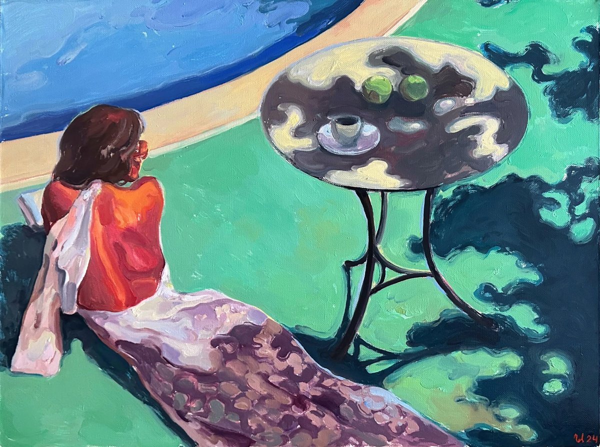 Impressionistic Portrait Oil Painting By Ilya Filatov, 31 X 24, Under The Shade Of Trees, Original Artwork