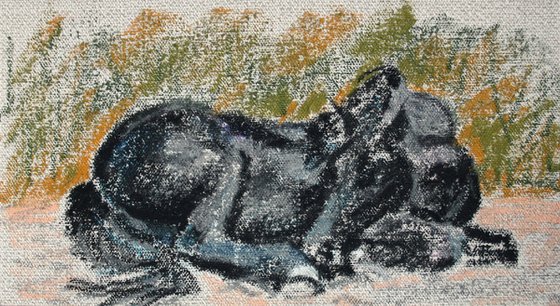 Horse   / FROM MY A SERIES OF MINI WORKS / ORIGINAL OIL PASTELS PAINTING