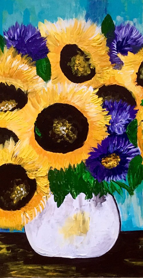 August inspired Sunflowers still life by Olga Koval