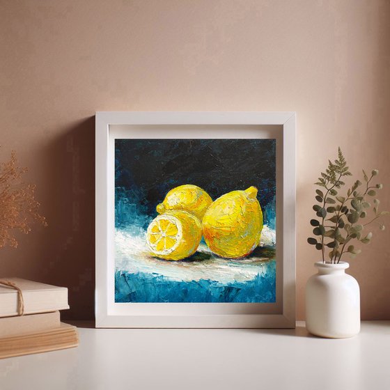 Still life of three lemons