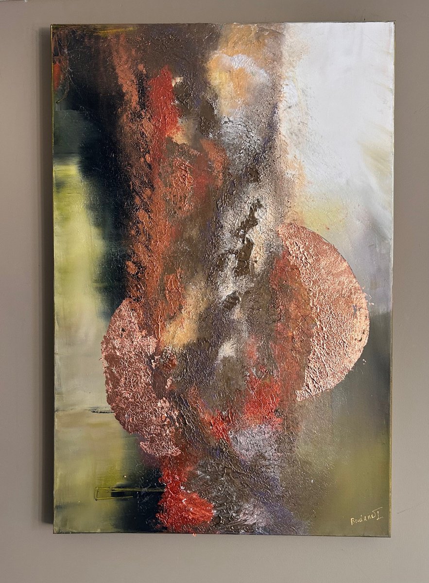 Abstract Oil Painting By Ludmila Budanov, 24 X 35", Piece Of Light, Original Artwork