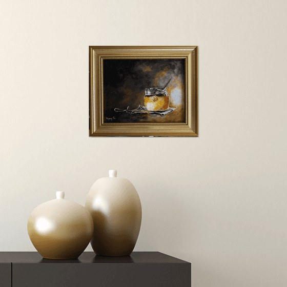 Honey! I’m home original Oil Painting gold framed 8x10