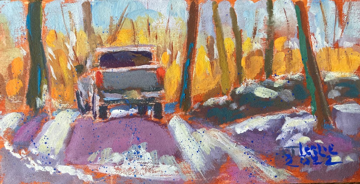Impressionistic Painting , Cabin Driveway, Hillsdale, Ny By Jimmy Leslie, 6 X 3, Artwork For Sale On Artfinder