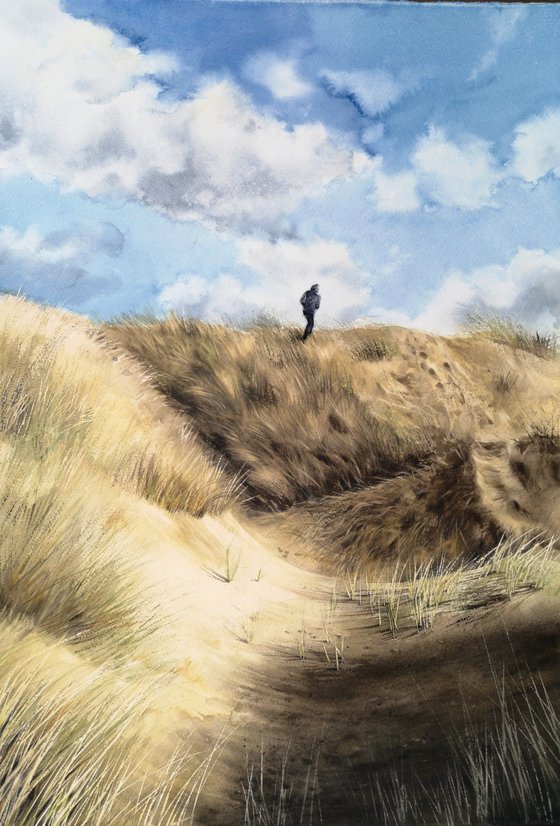 Walk in the Dunes Windy Day