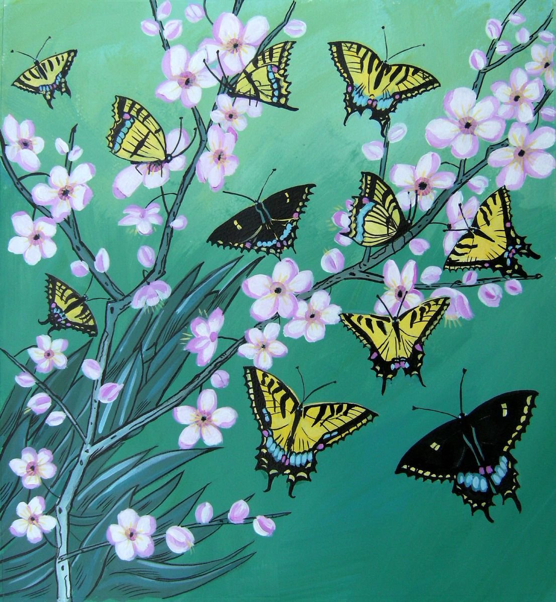 Swallowtails with blossom by Mary Stubberfield