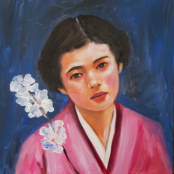 Geisha with orchidee