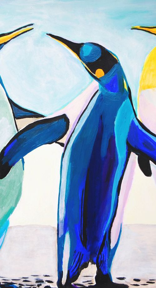 Three penguins / 70 x 54 cm by Alexandra Djokic