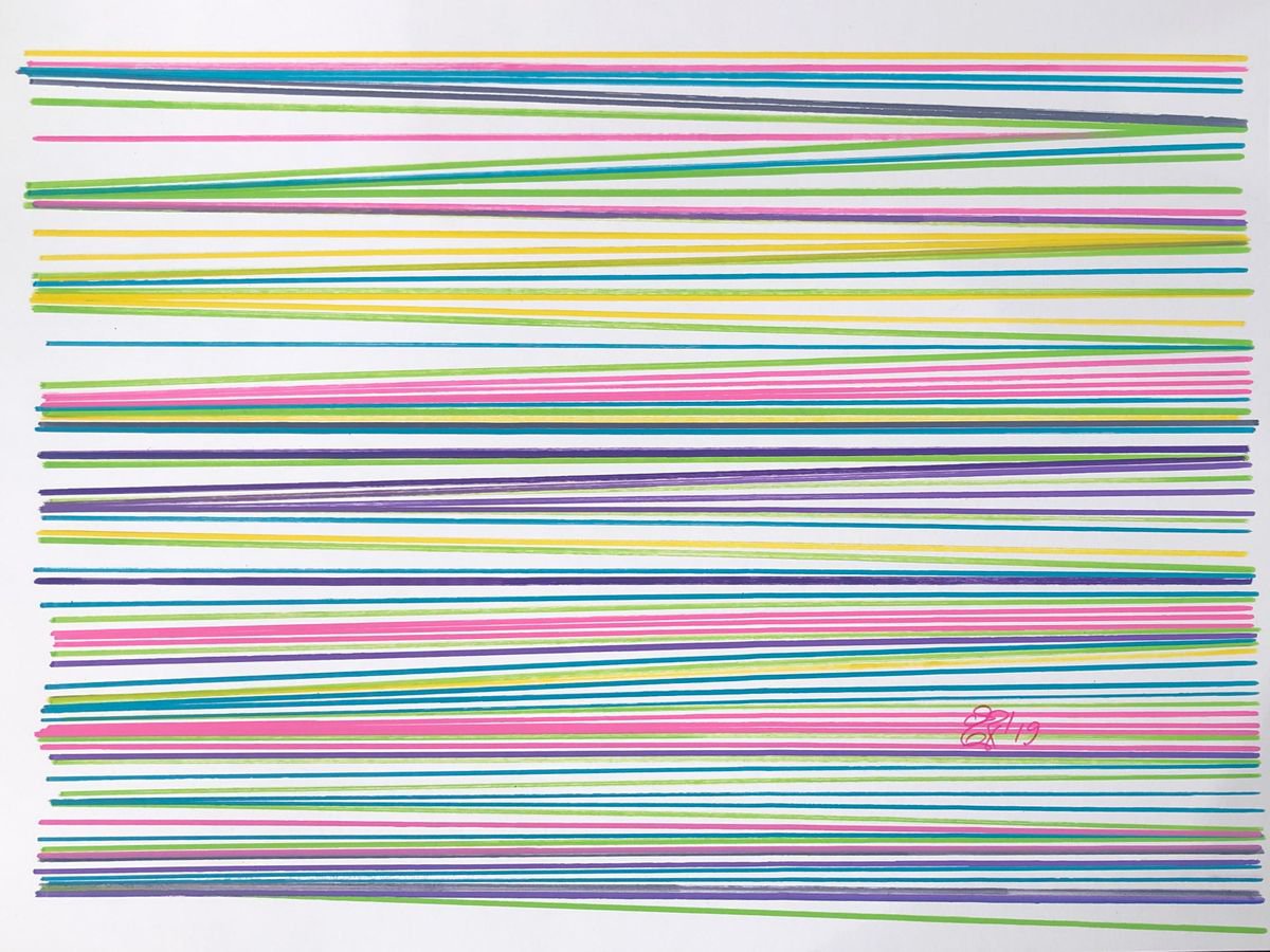 Debut 39 - Abstract Optical Art - Colourful Strips by Elena Renaudiere