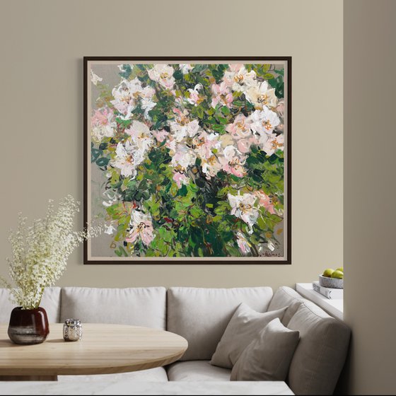 Rambling roses Oil painting by Lilia Orlova-Holmes | Artfinder